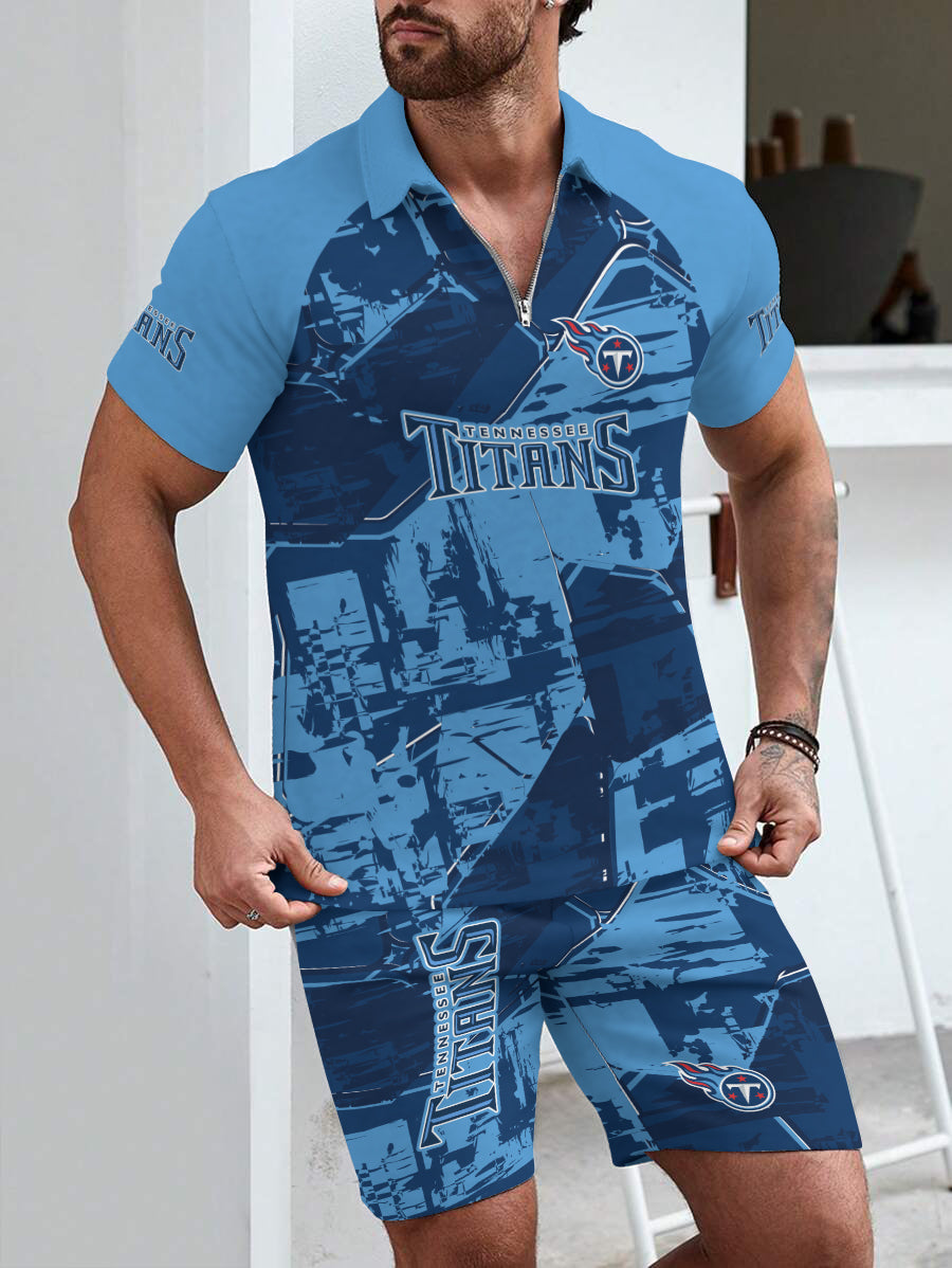 Tennessee Titans Limited Edition ZIP Polo Shirt And Shorts Two-Piece Suits