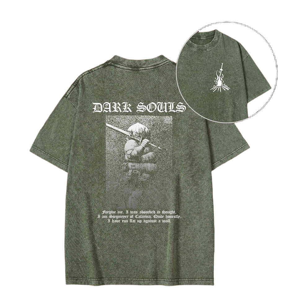 Onion Knight Back Print Washed Vintage Washed Unisex T-Shirt