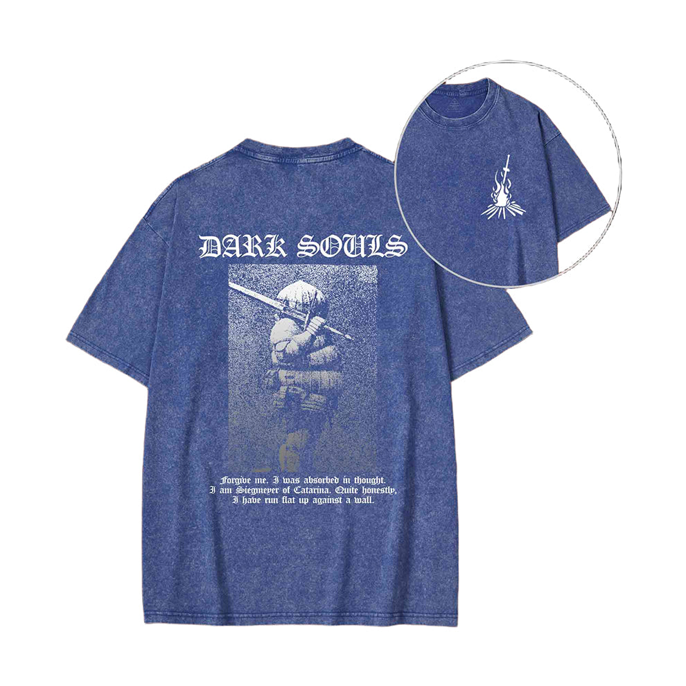 Onion Knight Back Print Washed Vintage Washed Unisex T-Shirt