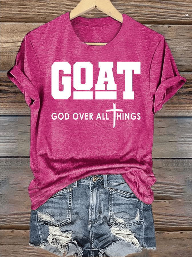 Women's GOD OVER ALL THINGS printed T-shirt