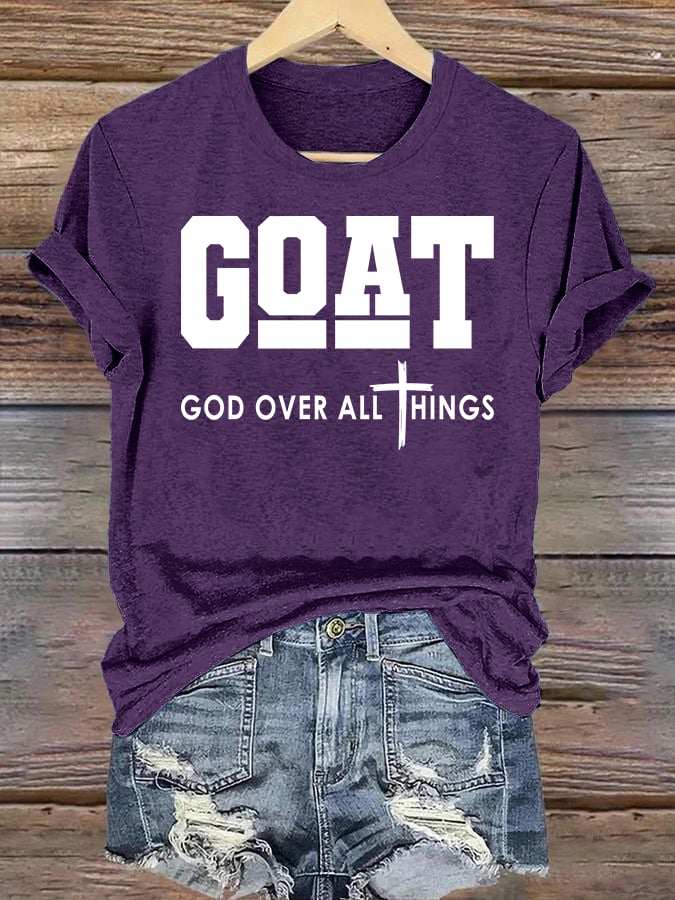 Women's GOD OVER ALL THINGS printed T-shirt