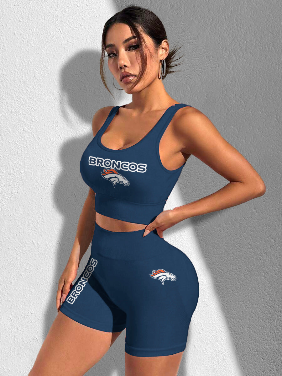 Denver Broncos Sports Bra & Shorts Gym Set