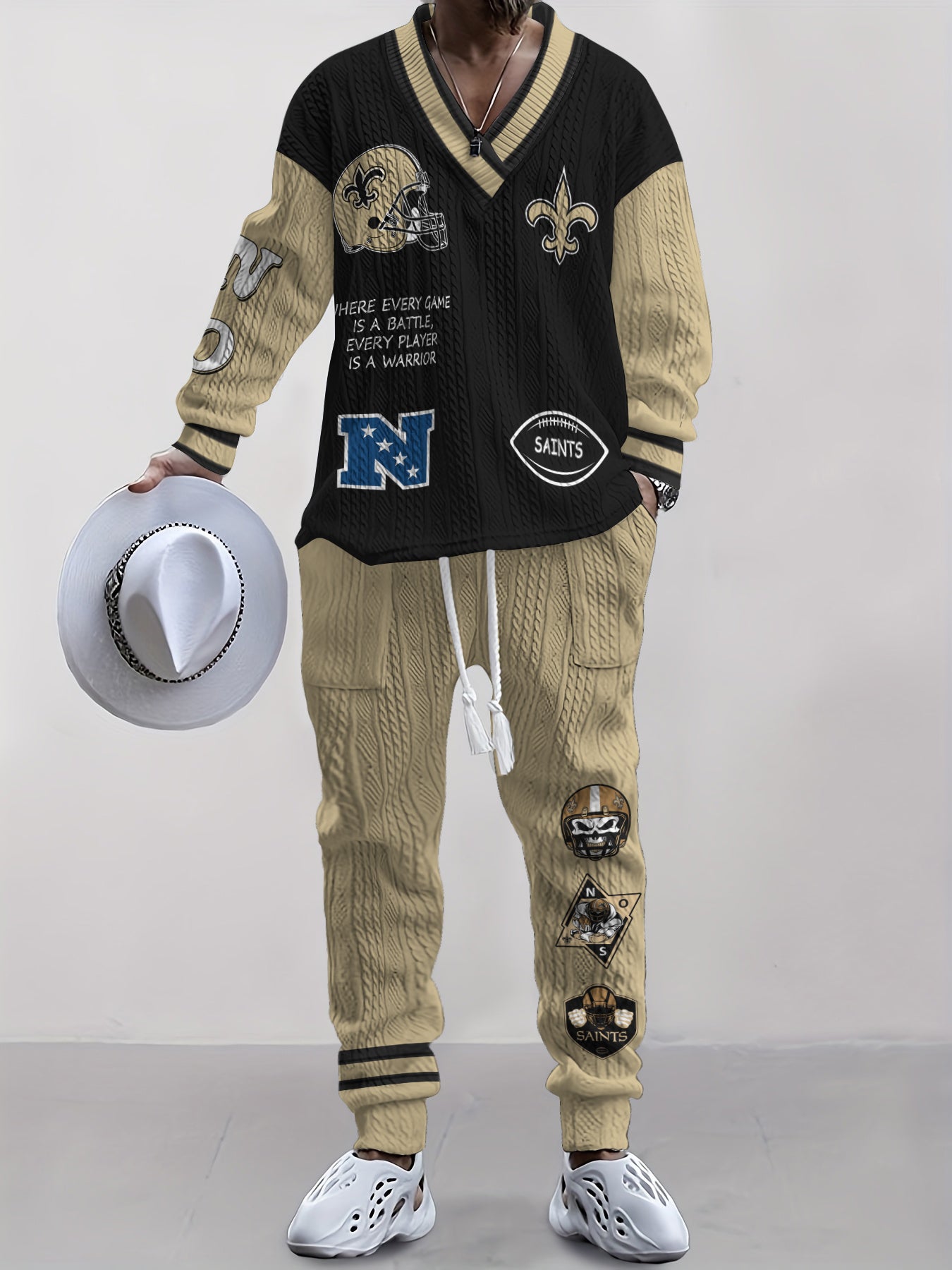 New Orleans Saints Classic All-Season Long Sleeve V-Neck Pullover Sweater