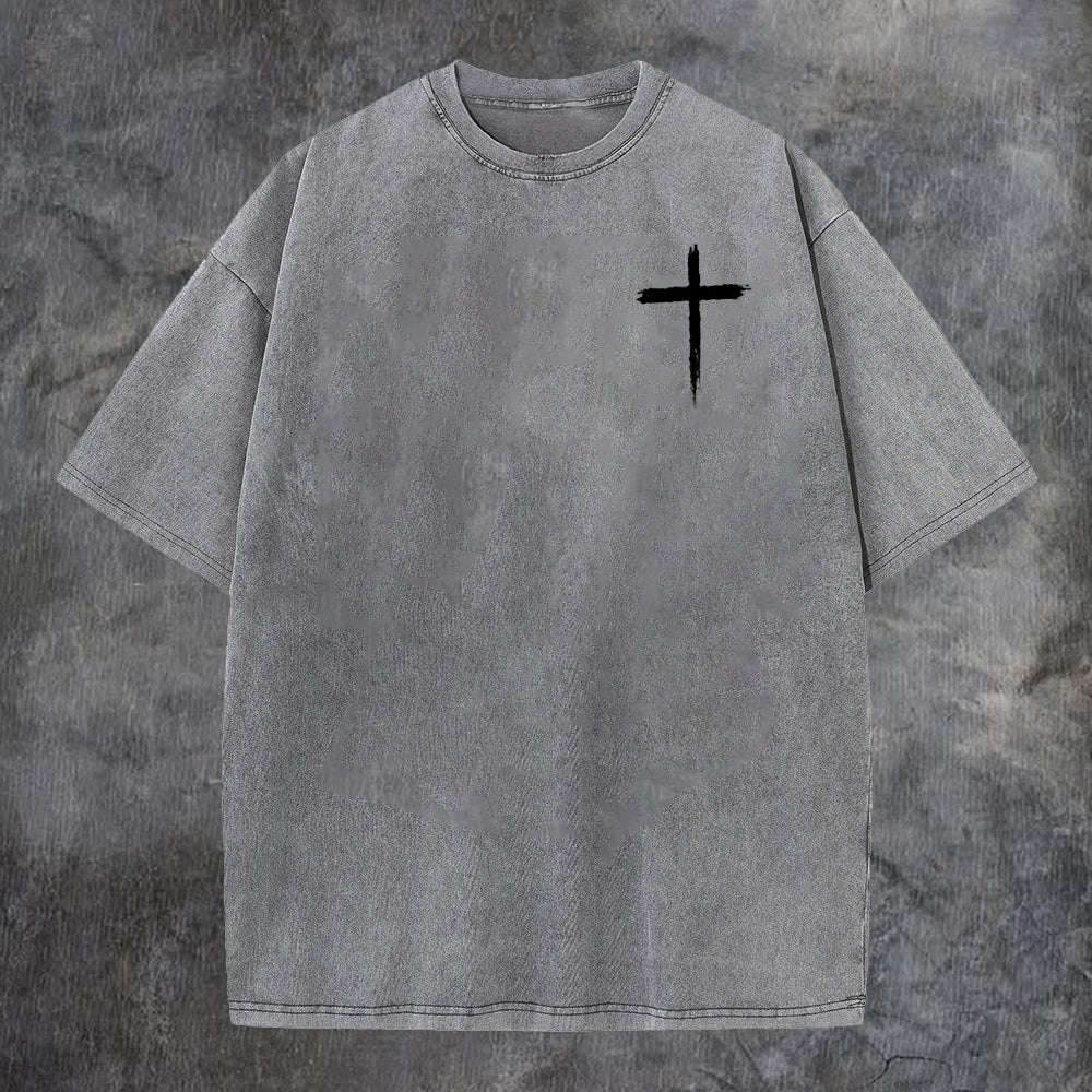 Jesus Answered I Am The Way And The Truth And The Life Printed Men's Washed Tee