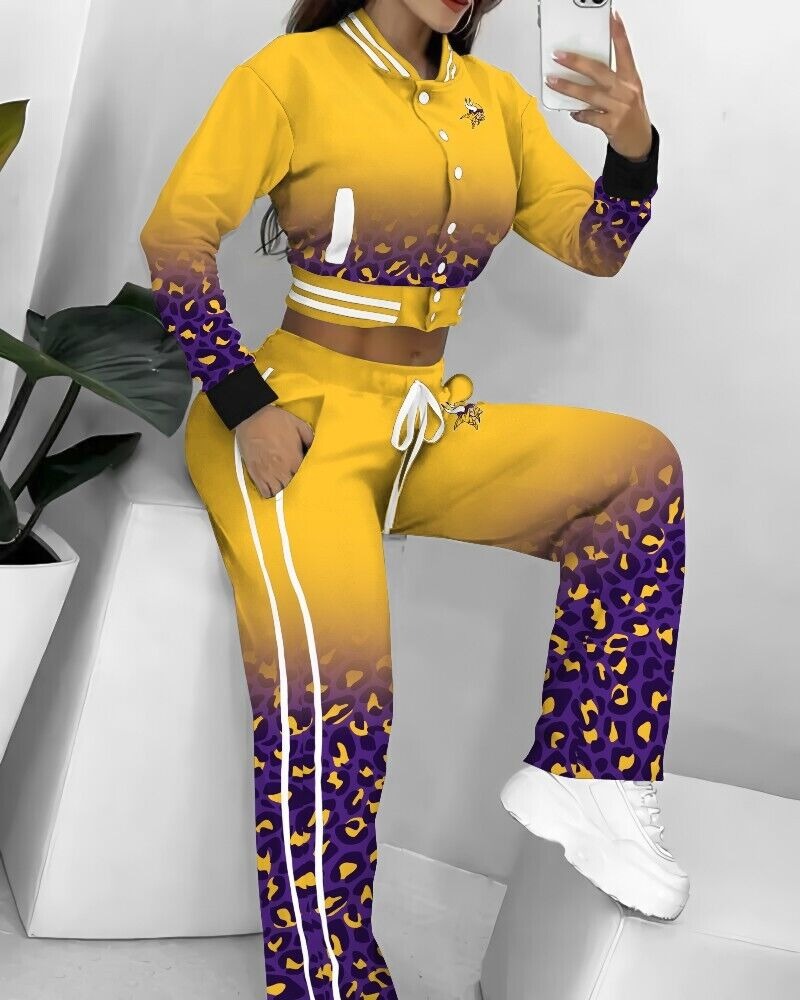 Minnesota Vikings 3D Printed Varsity Jacket Set