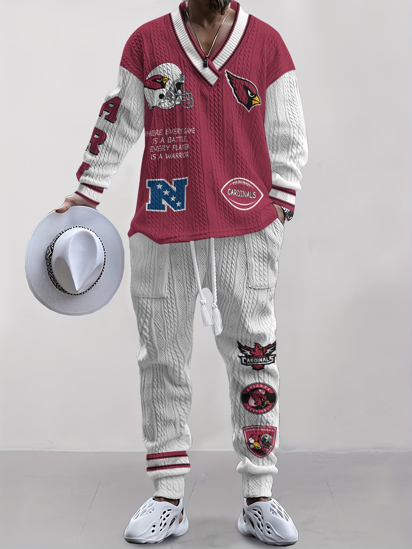 Arizona Cardinals  Classic All-Season Long Sleeve V-Neck Pullover Sweater