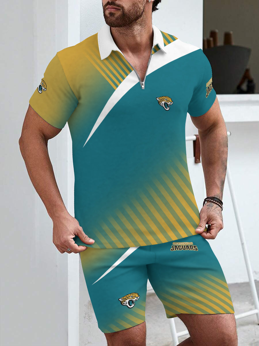 Jacksonville Jaguars Limited Edition ZIP Polo Shirt And Shorts Two-Piece Suits