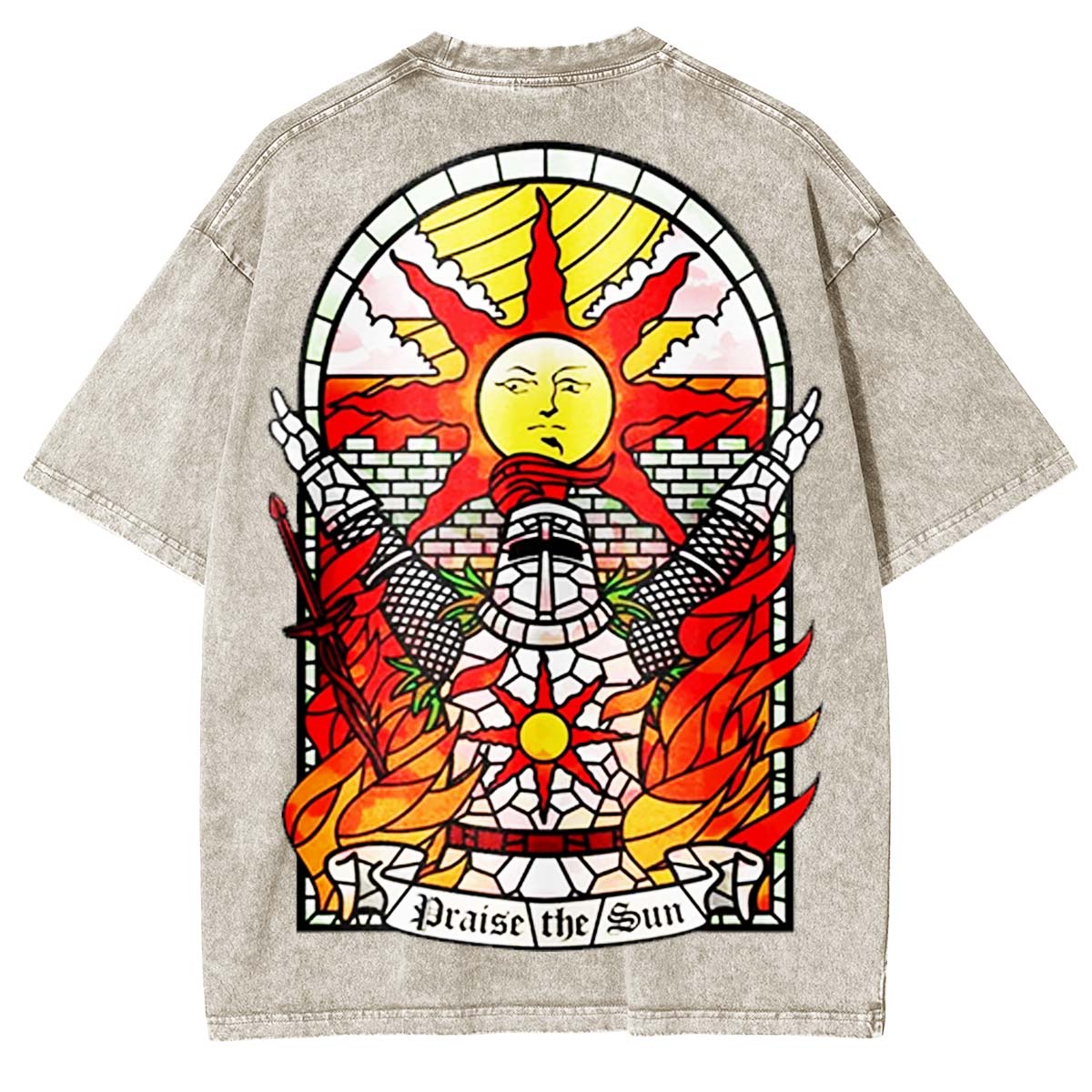 Praise the Sun Tarot Card Thank God Gaming Vintage Washed Unisex T-Shirt