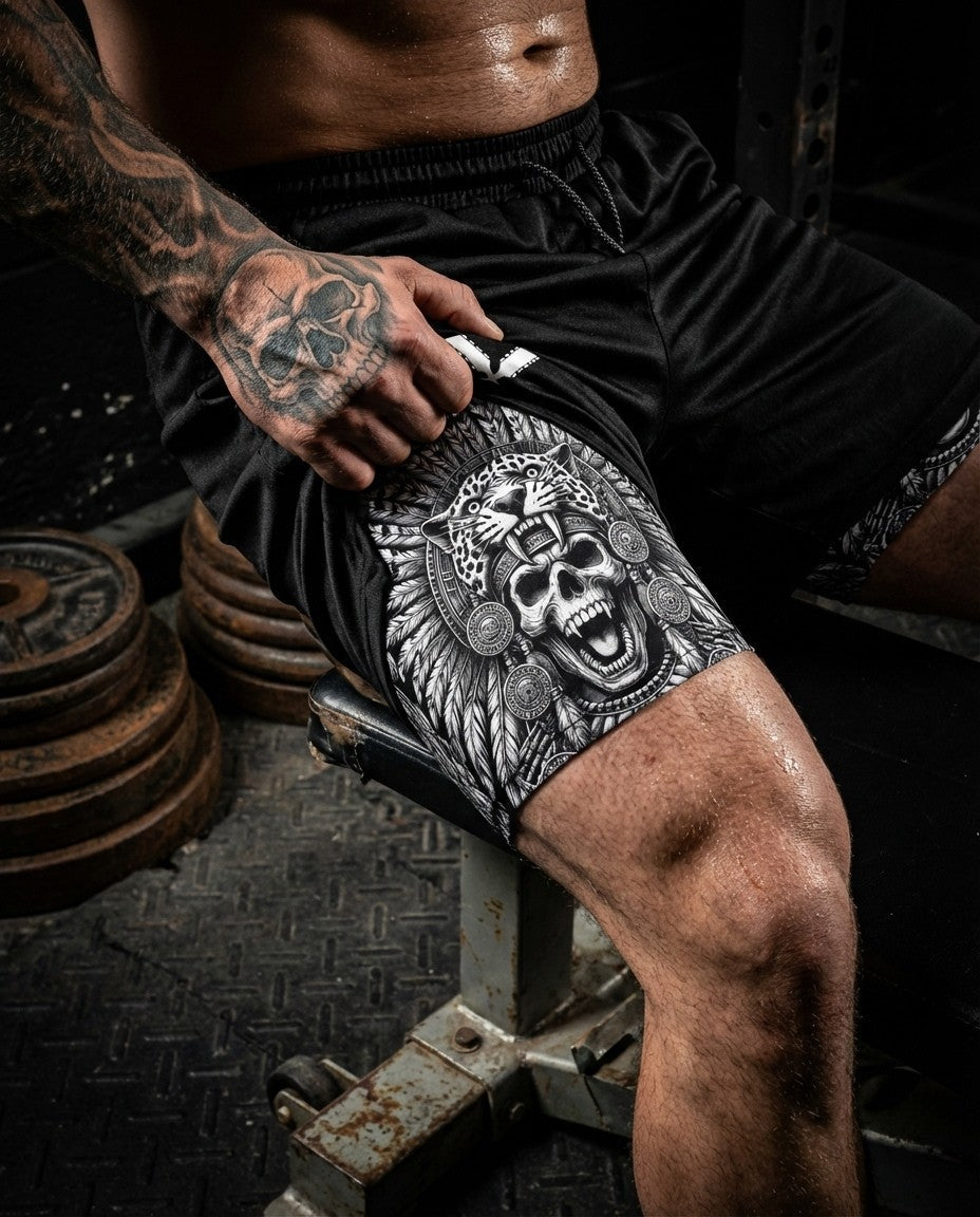 Aztec Warrior Gym Shorts & Washed Tee Combo