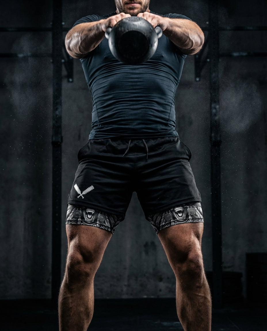 Aztec Warrior 2 in 1 Printed Gym Shorts 11492