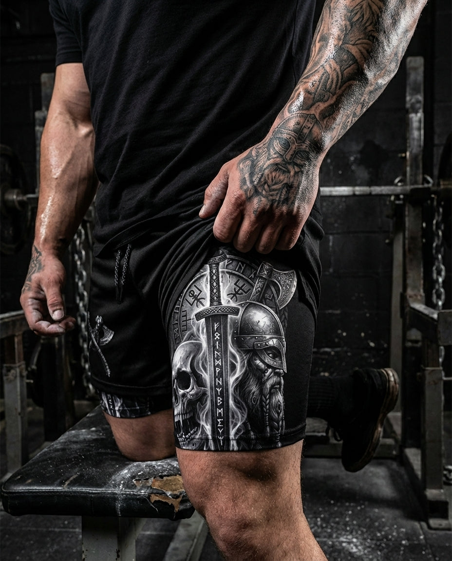 Valhalla Warrior Spirit Gym Shorts & Washed Tee Combo