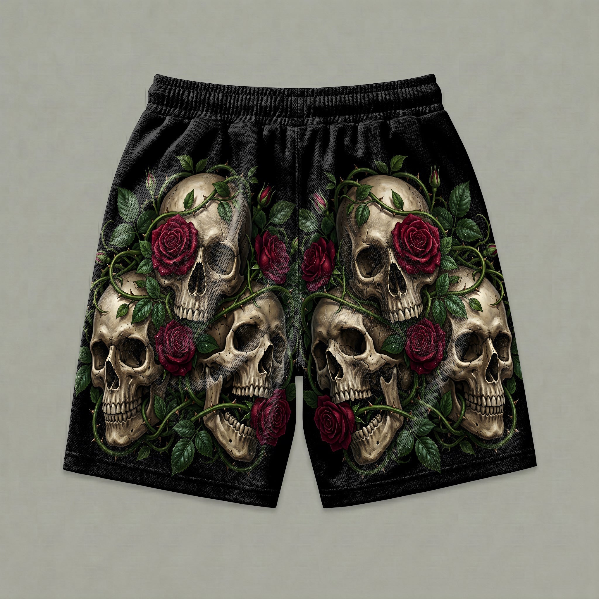 Three Wise Floral Skulls Gym Shorts 11547
