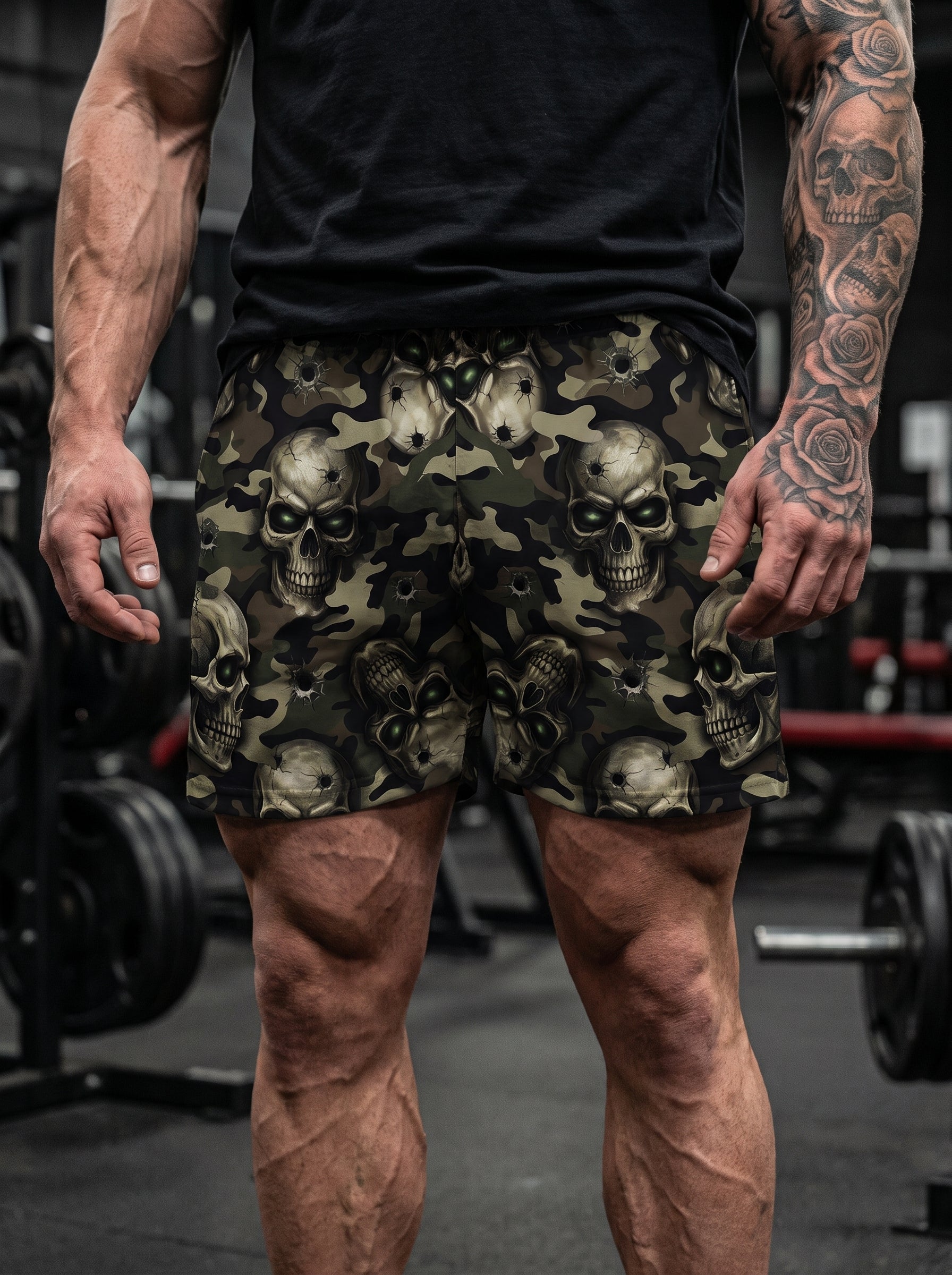 Tactical Camo Skull Men's Gym Shorts 11549