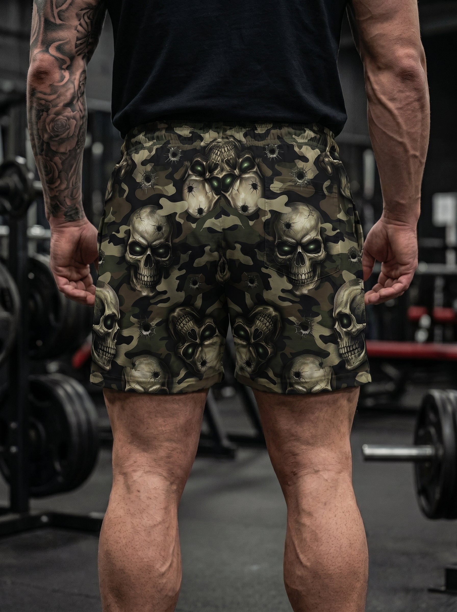 Tactical Camo Skull Men's Gym Shorts 11549