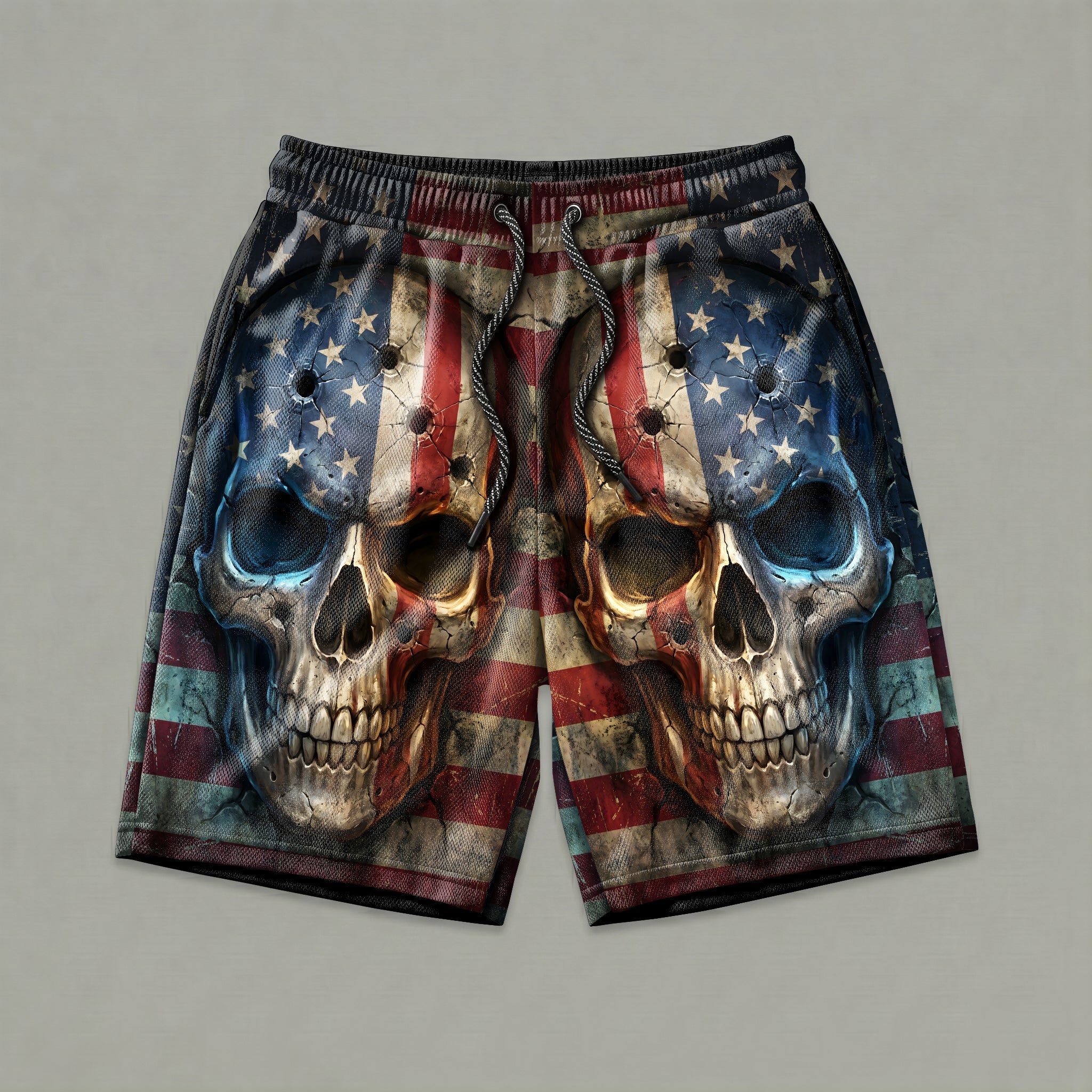 American Flag Skulls Men's Gym Shorts 11550