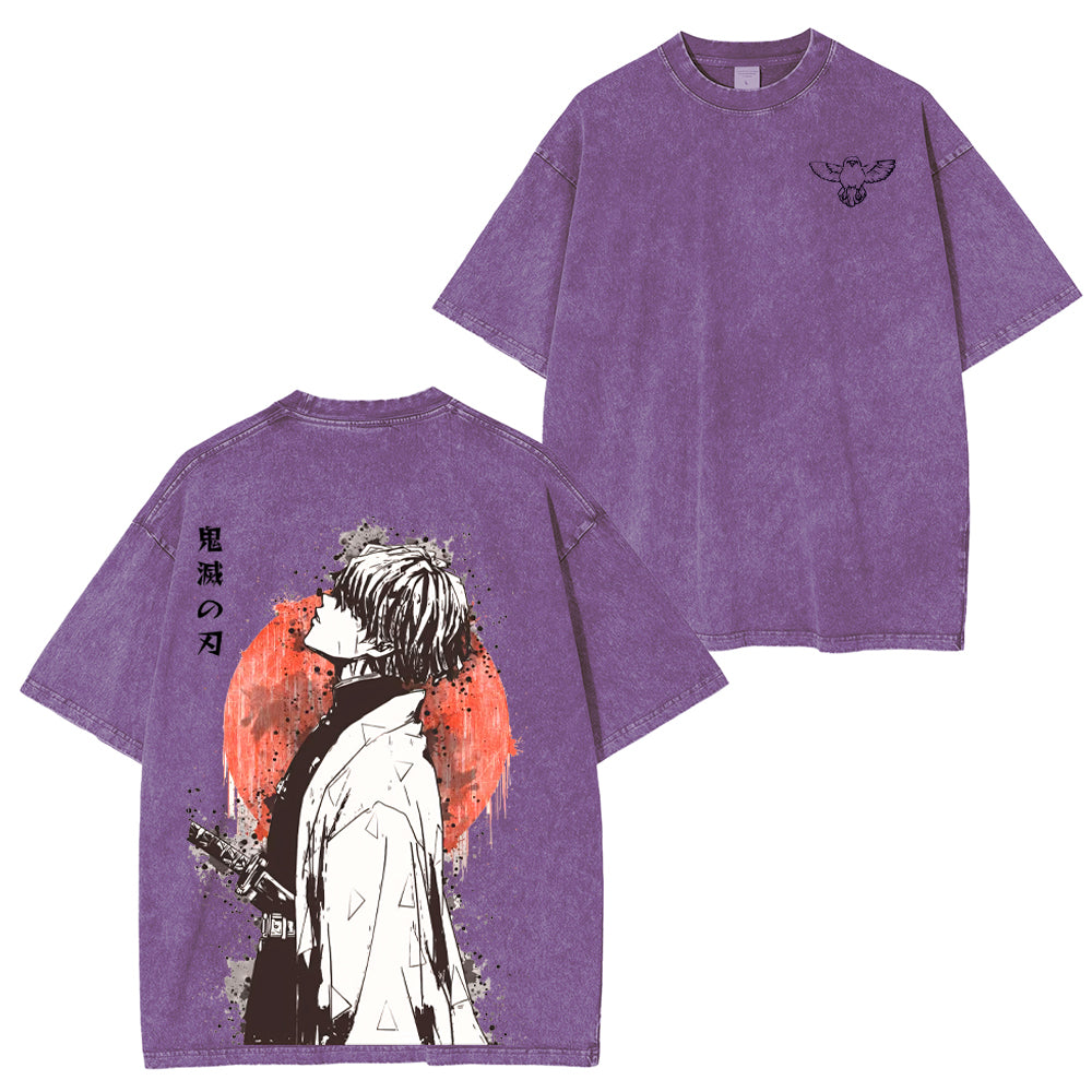 Zenitsu ,Demon Slayer Anime Unisex Washed T-Shirt