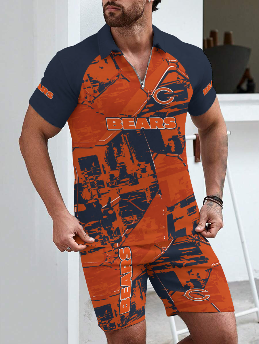Chicago Bears Limited Edition ZIP Polo Shirt And Shorts Two-Piece Suits