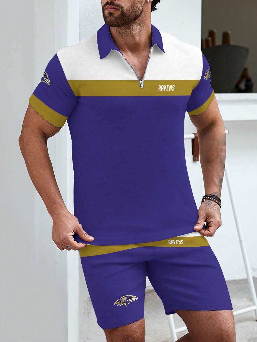 Baltimore Ravens Limited Edition ZIP Polo Shirt And Shorts Two-Piece Suits