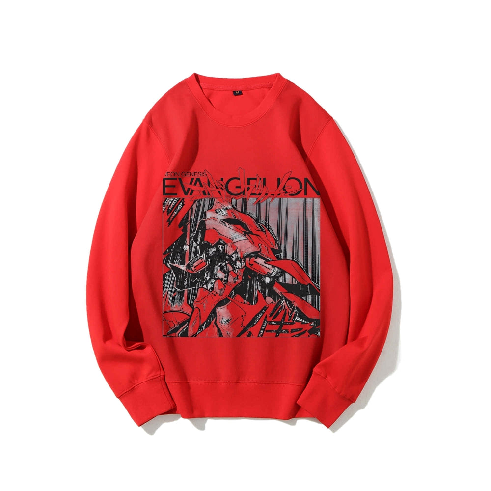 Casual Crewneck Sweatshirt Neon Genesis Evangelion