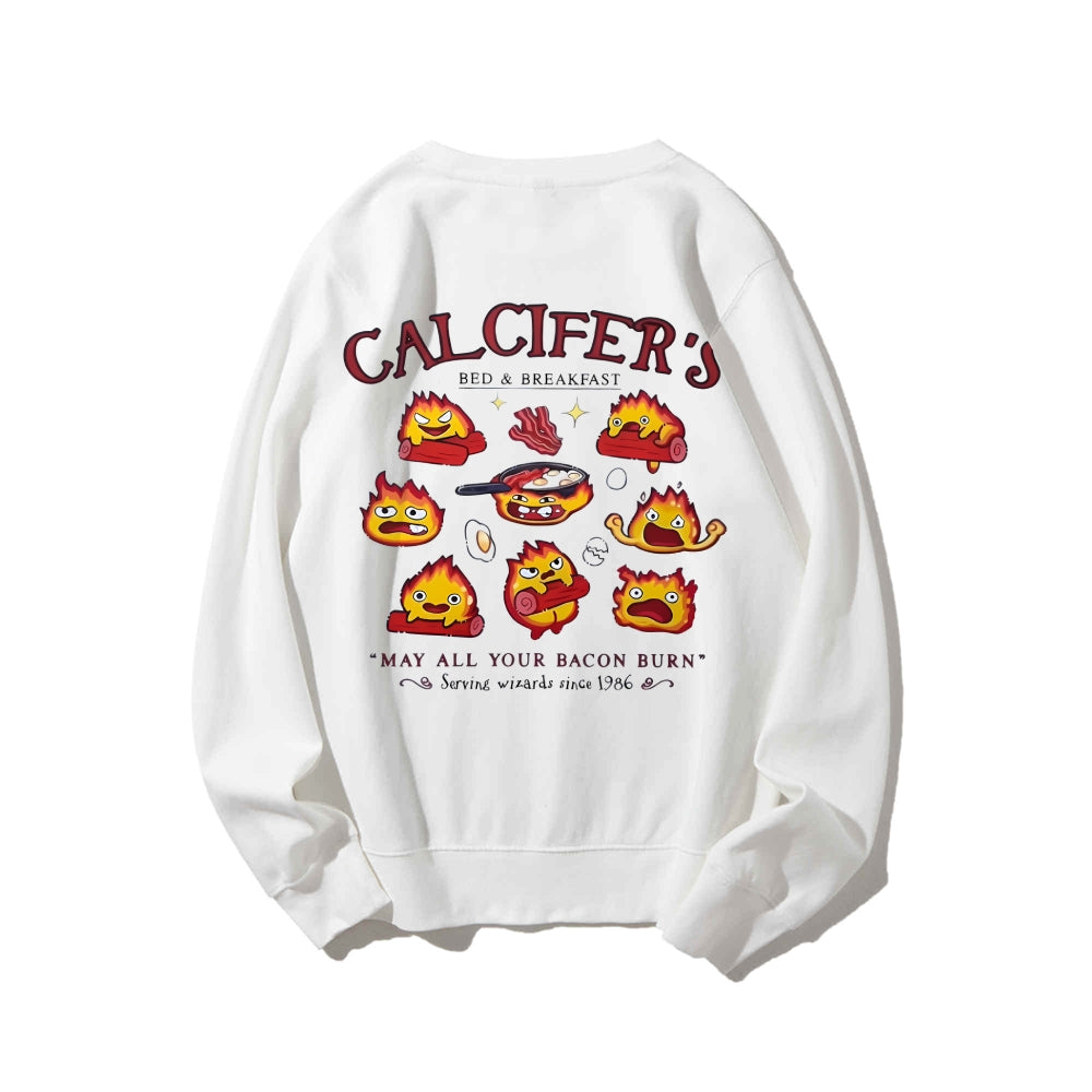 Casual Crewneck Sweatshirt Calcifer's Bed & Breakfast