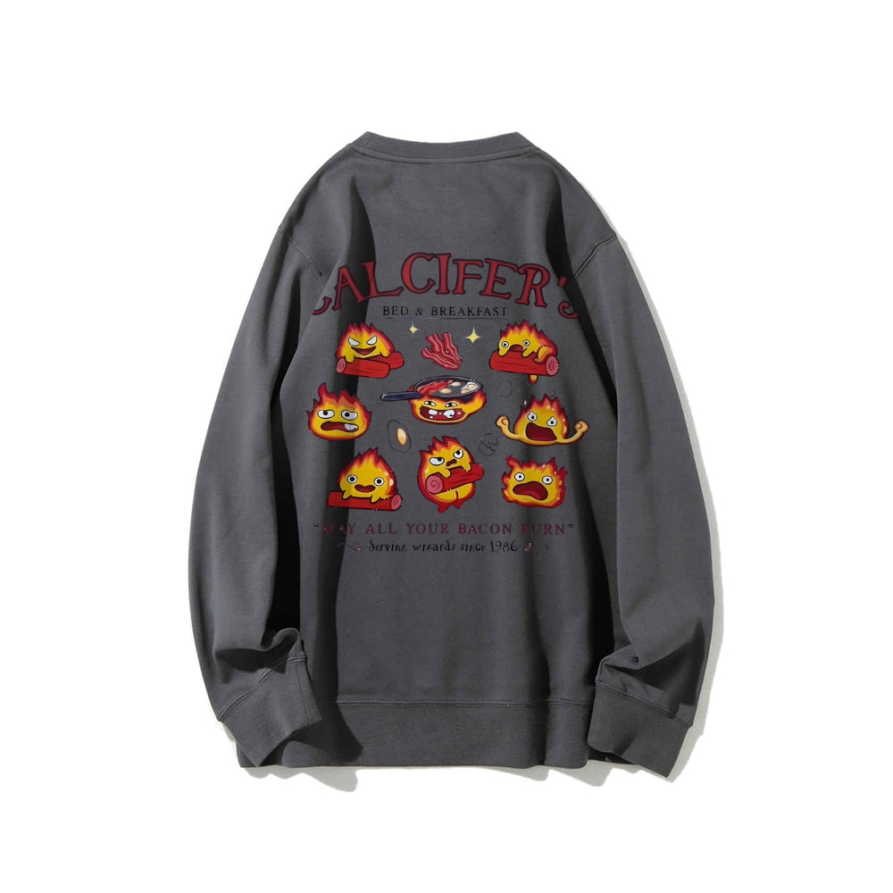 Casual Crewneck Sweatshirt Calcifer's Bed & Breakfast