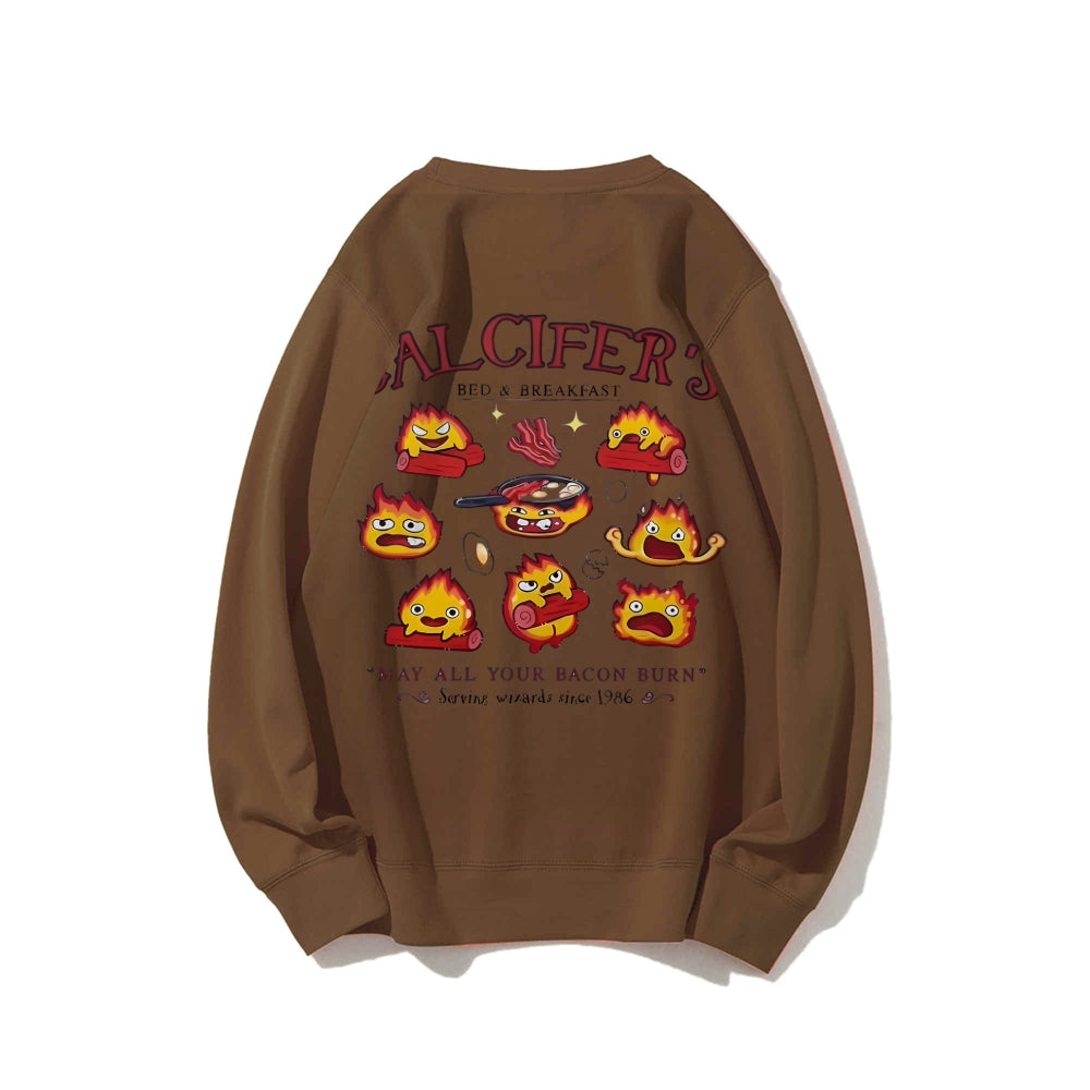 Casual Crewneck Sweatshirt Calcifer's Bed & Breakfast