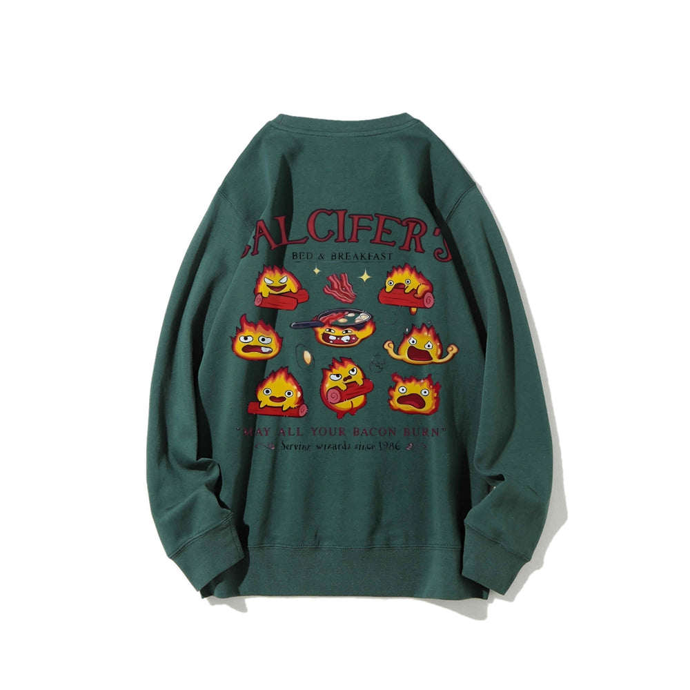 Casual Crewneck Sweatshirt Calcifer's Bed & Breakfast
