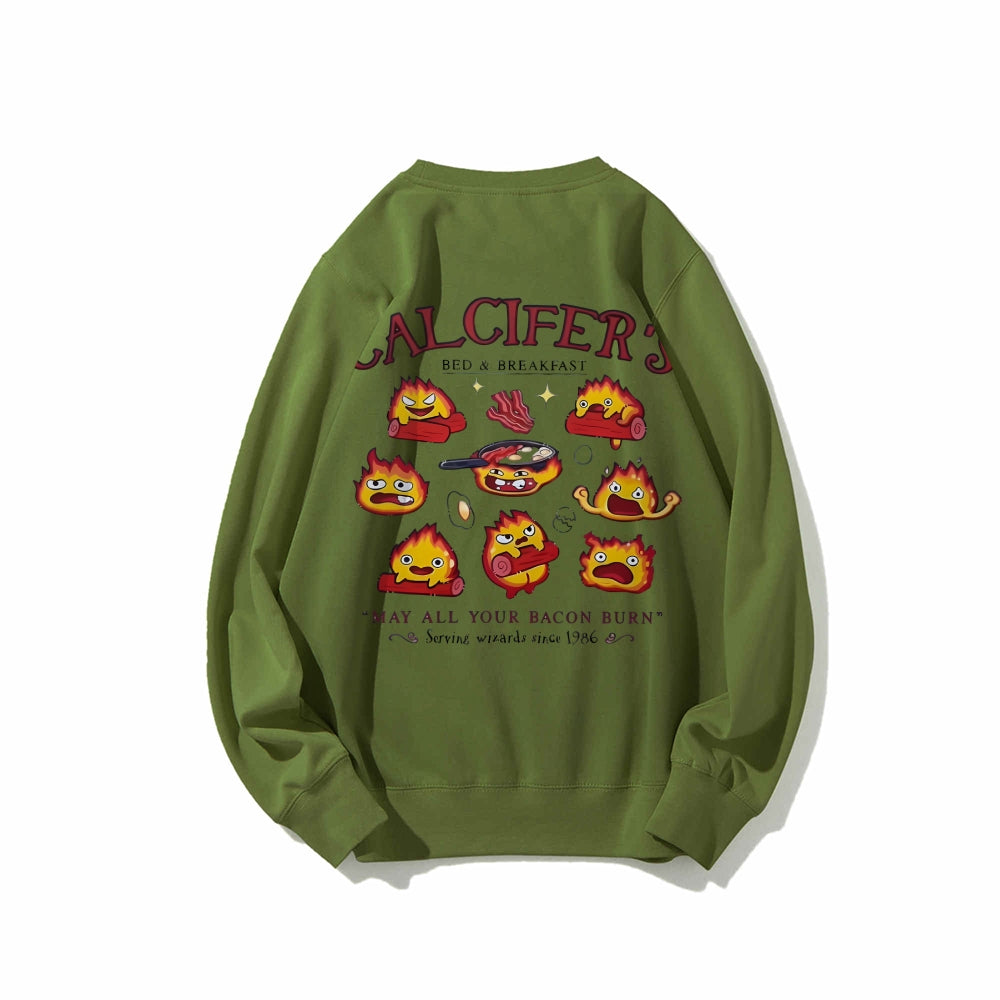 Casual Crewneck Sweatshirt Calcifer's Bed & Breakfast