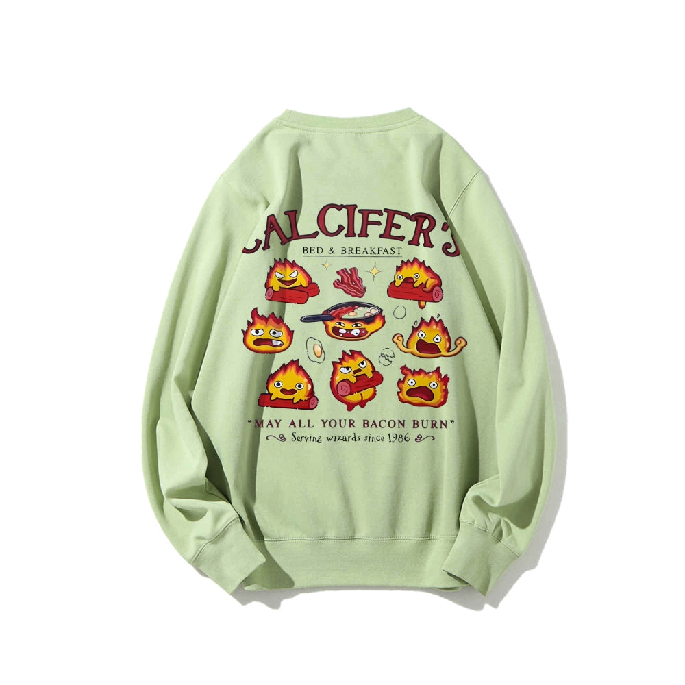 Casual Crewneck Sweatshirt Calcifer's Bed & Breakfast