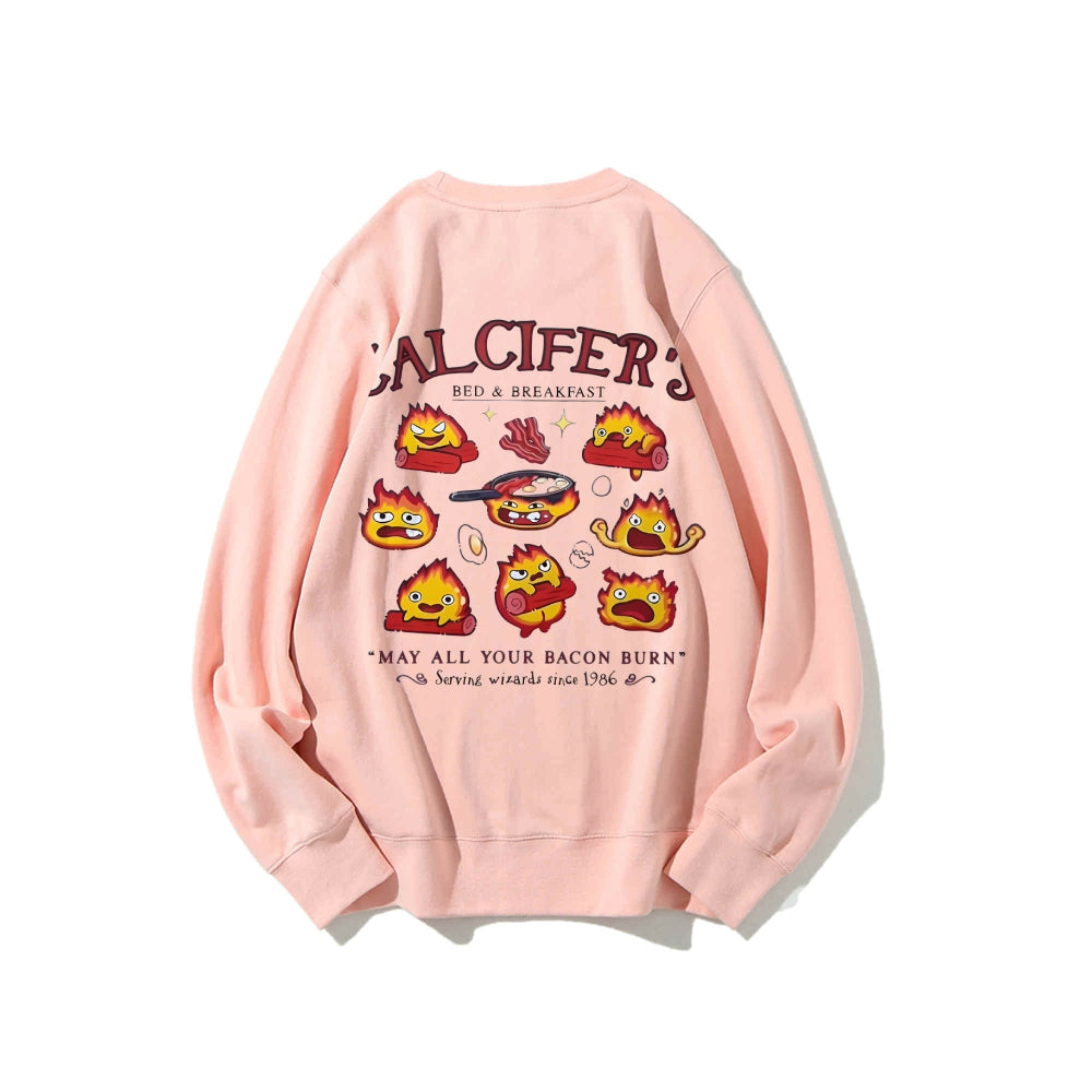Casual Crewneck Sweatshirt Calcifer's Bed & Breakfast