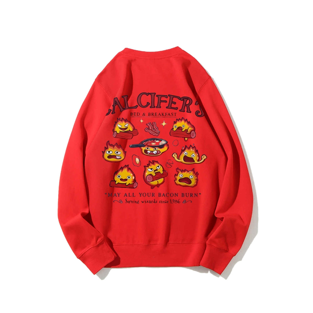 Casual Crewneck Sweatshirt Calcifer's Bed & Breakfast