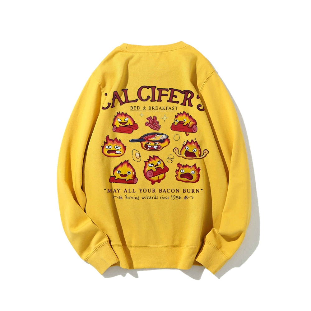 Casual Crewneck Sweatshirt Calcifer's Bed & Breakfast