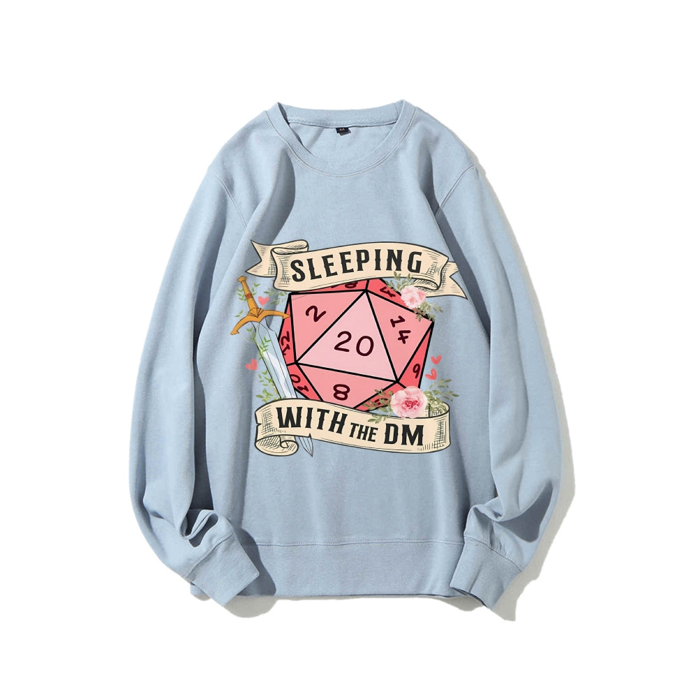 Casual Crewneck Sweatshirt Sleeping With The Dm
