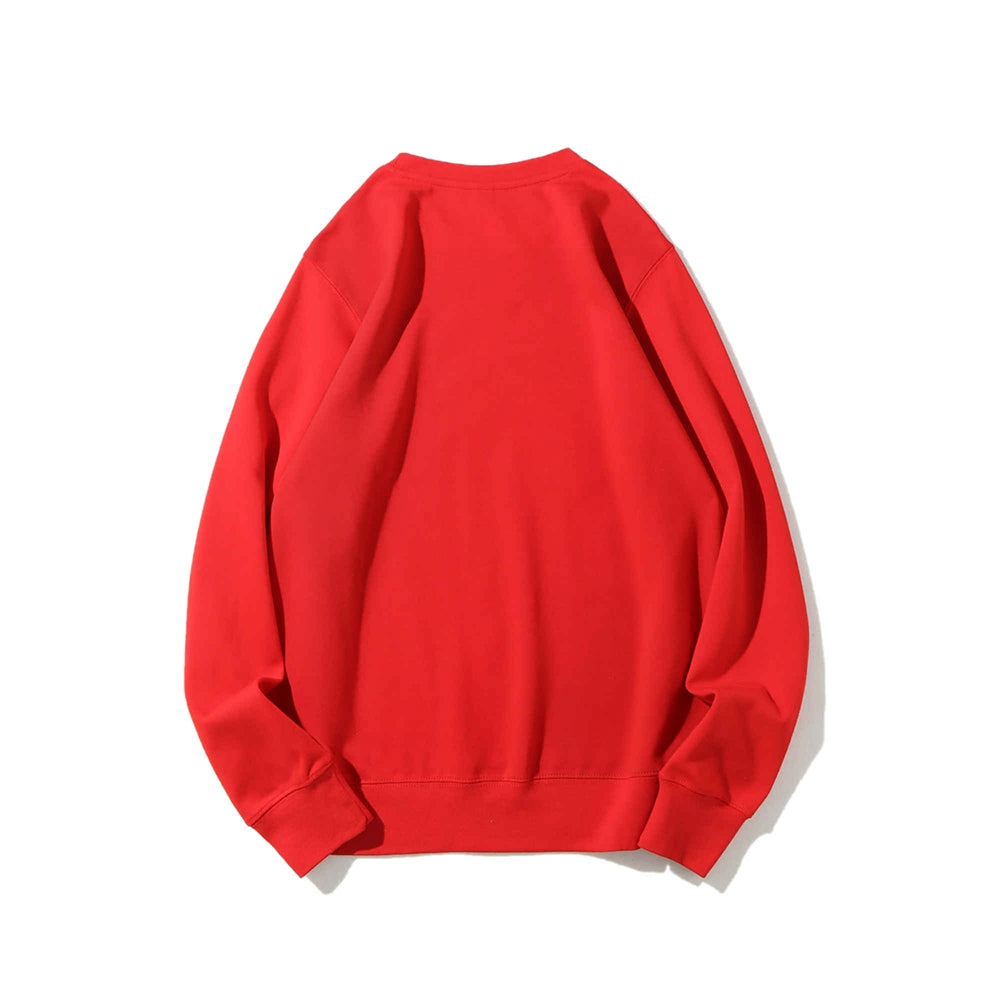 Cotton Unisex Embroidered Crewneck Anime Sweatshirt