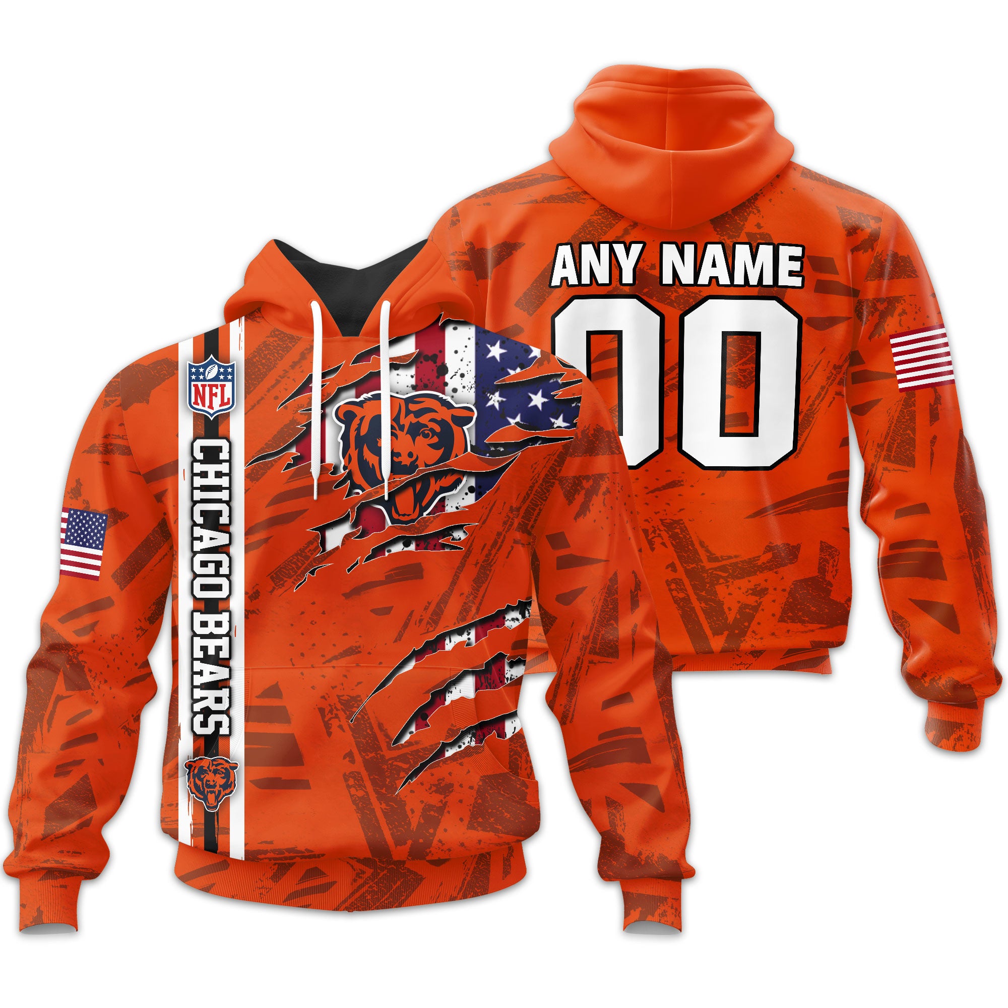 Chicago Bears | Personalized Hoodie Crack On Grunge