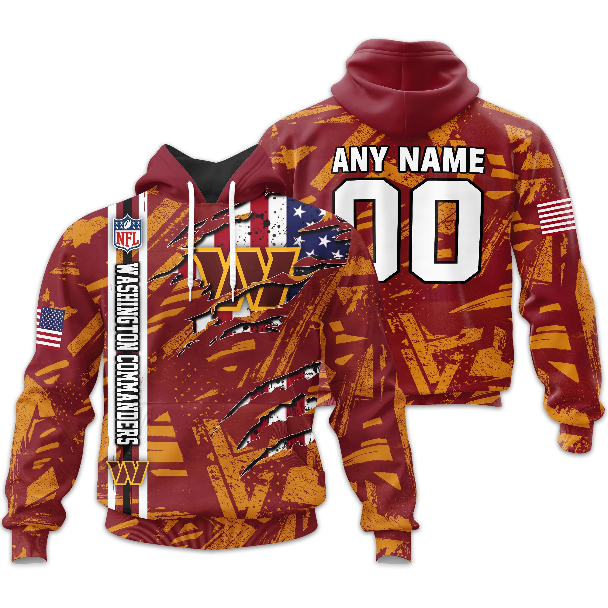 Washington Commanders | Personalized Hoodie Crack On Grunge