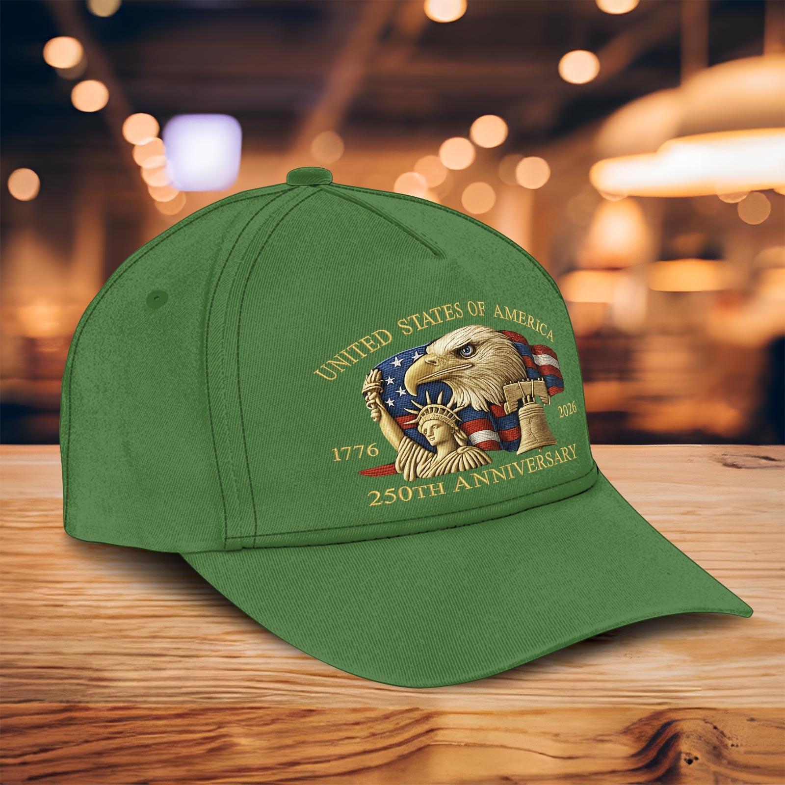 Cap Print 3d Usa 250th Anniversary 1776 2026 Print Hat Black Baseball Cap With Bald Eagle Liberty Bell Statue Of Liberty