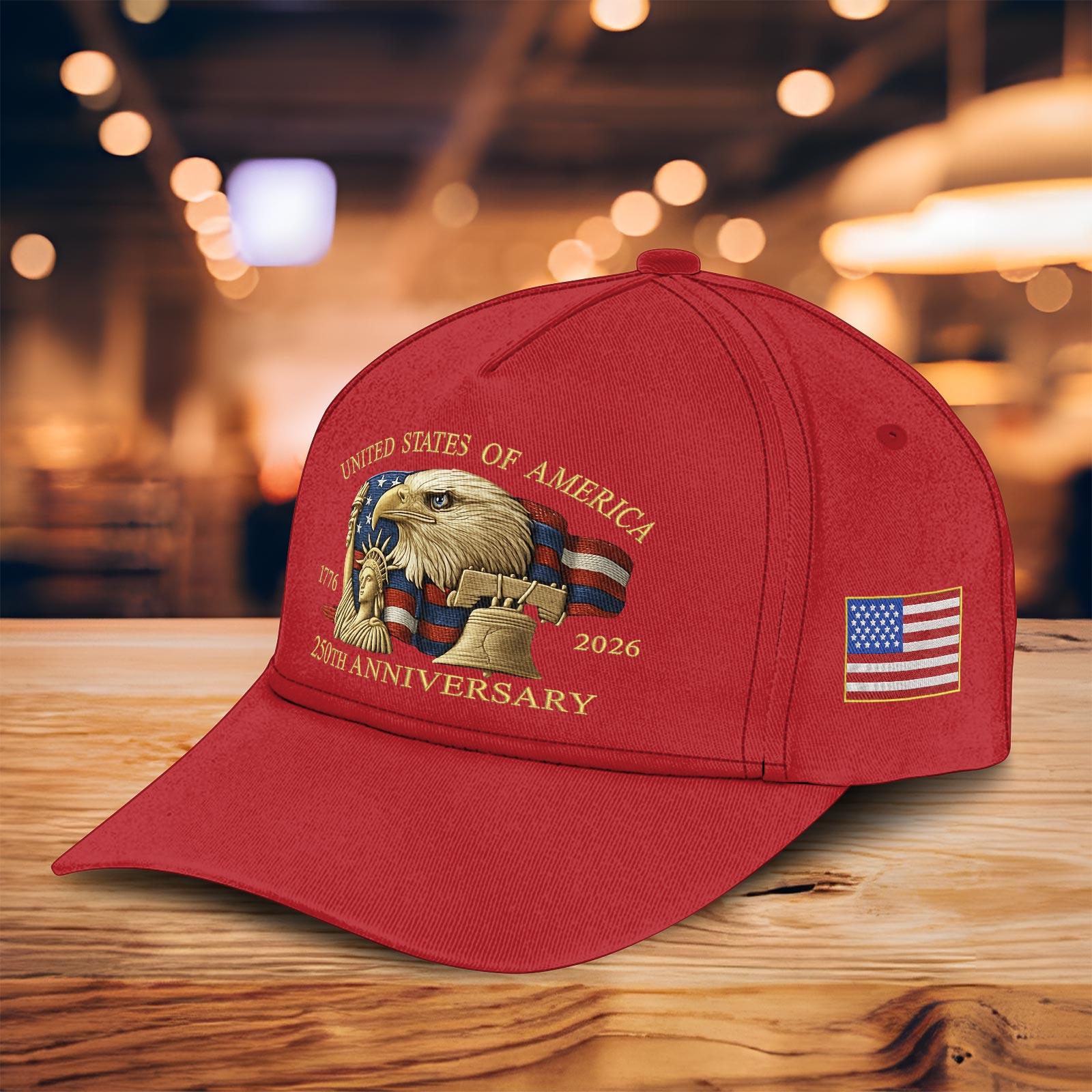 Cap Print 3d Usa 250th Anniversary 1776 2026 Print Hat Black Baseball Cap With Bald Eagle Liberty Bell Statue Of Liberty