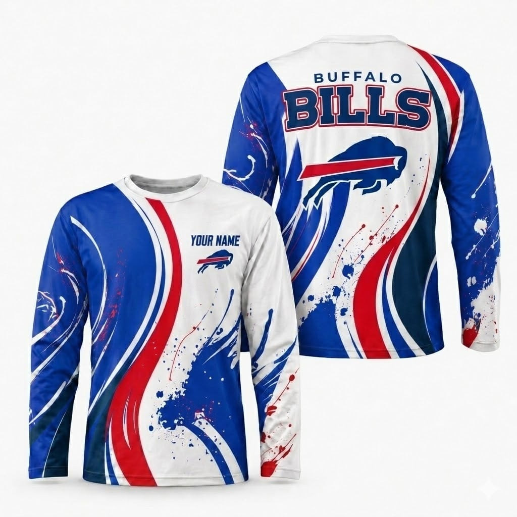 Buffalo Bills All Over Print Long Sleeves Shirt Personalize GTS015634