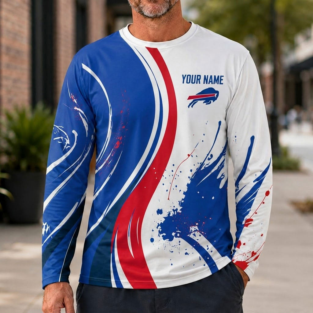 Buffalo Bills All Over Print Long Sleeves Shirt Personalize GTS015634