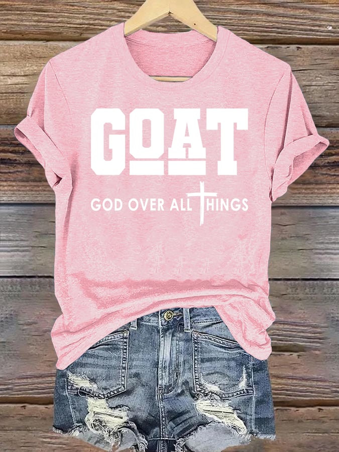 Women's GOD OVER ALL THINGS printed T-shirt