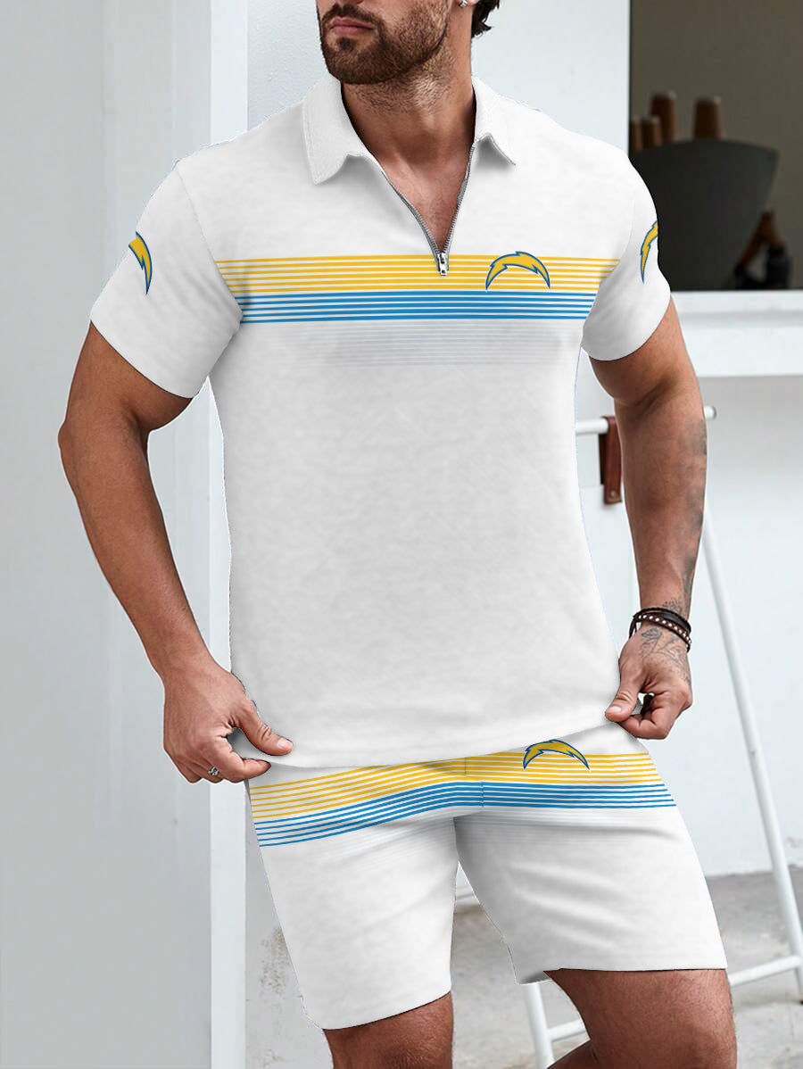 Los Angeles Chargers Limited Edition ZIP Polo Shirt And Shorts Two-Piece Suits