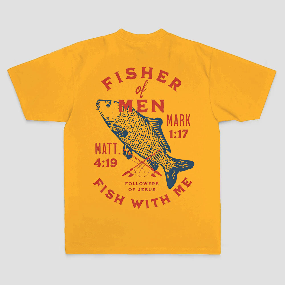 Fisher of men Mark 1:17 Matt. 4:19 Followers of jesus Fish with me Printed Men's T-shirt
