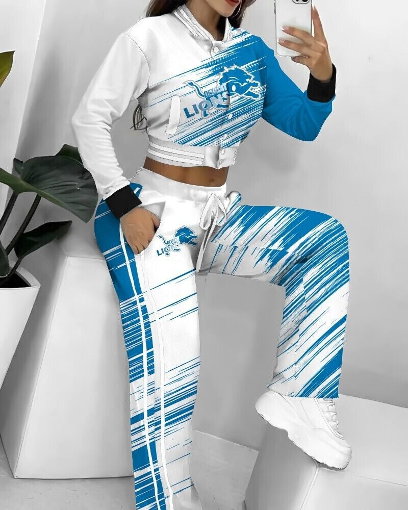 Detroit Lions 3D Printed Varsity Jacket Set