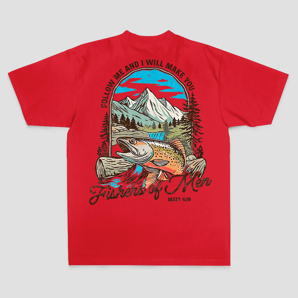 Follow Me And I Will Make You Fishers Of Men Matt 4:19 Printed Men's T-shirt