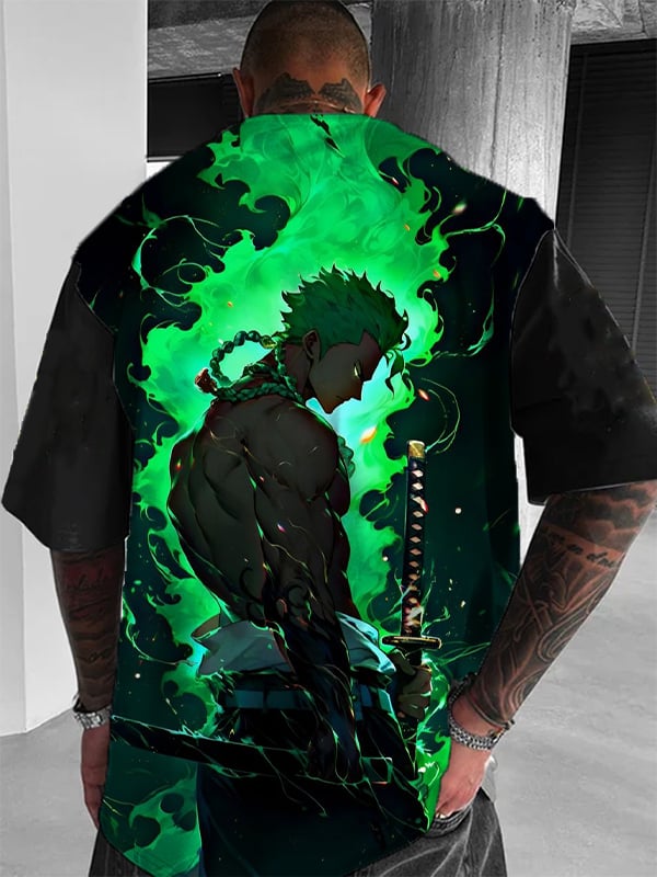 Men's Fashion Japanese Pattern Loose T-shirt