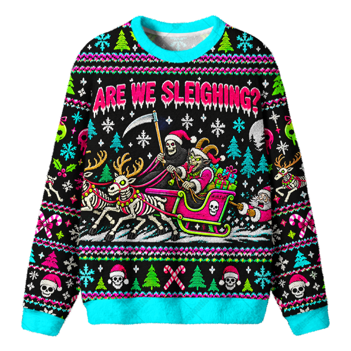 GRIM SLEIGH UGLY CHRISTMAS SWEATSHIRT — image 1