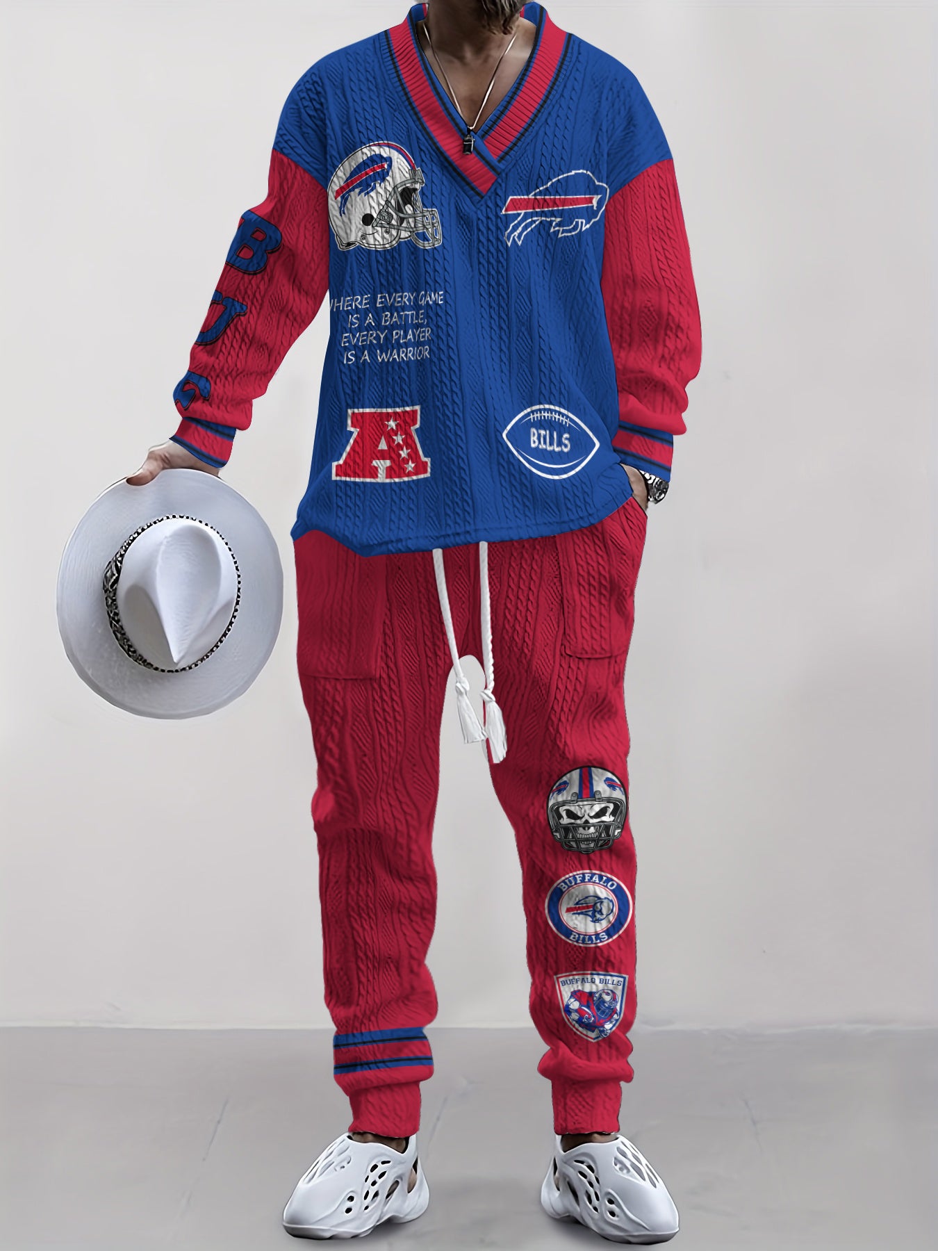 Buffalo Bills Classic All-Season Long Sleeve V-Neck Pullover Sweater