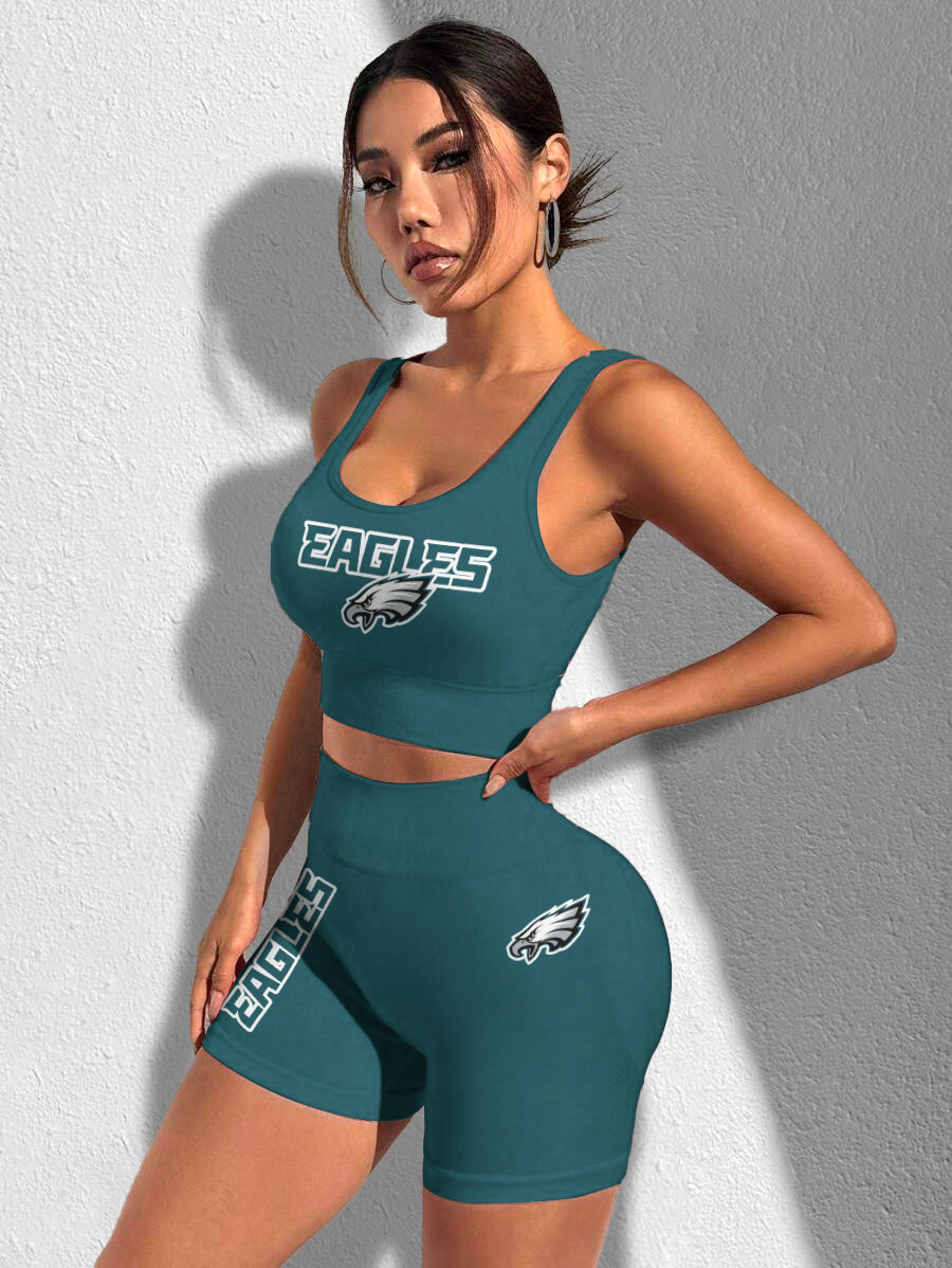 Philadelphia Eagles Sports Bra & Shorts Gym Set
