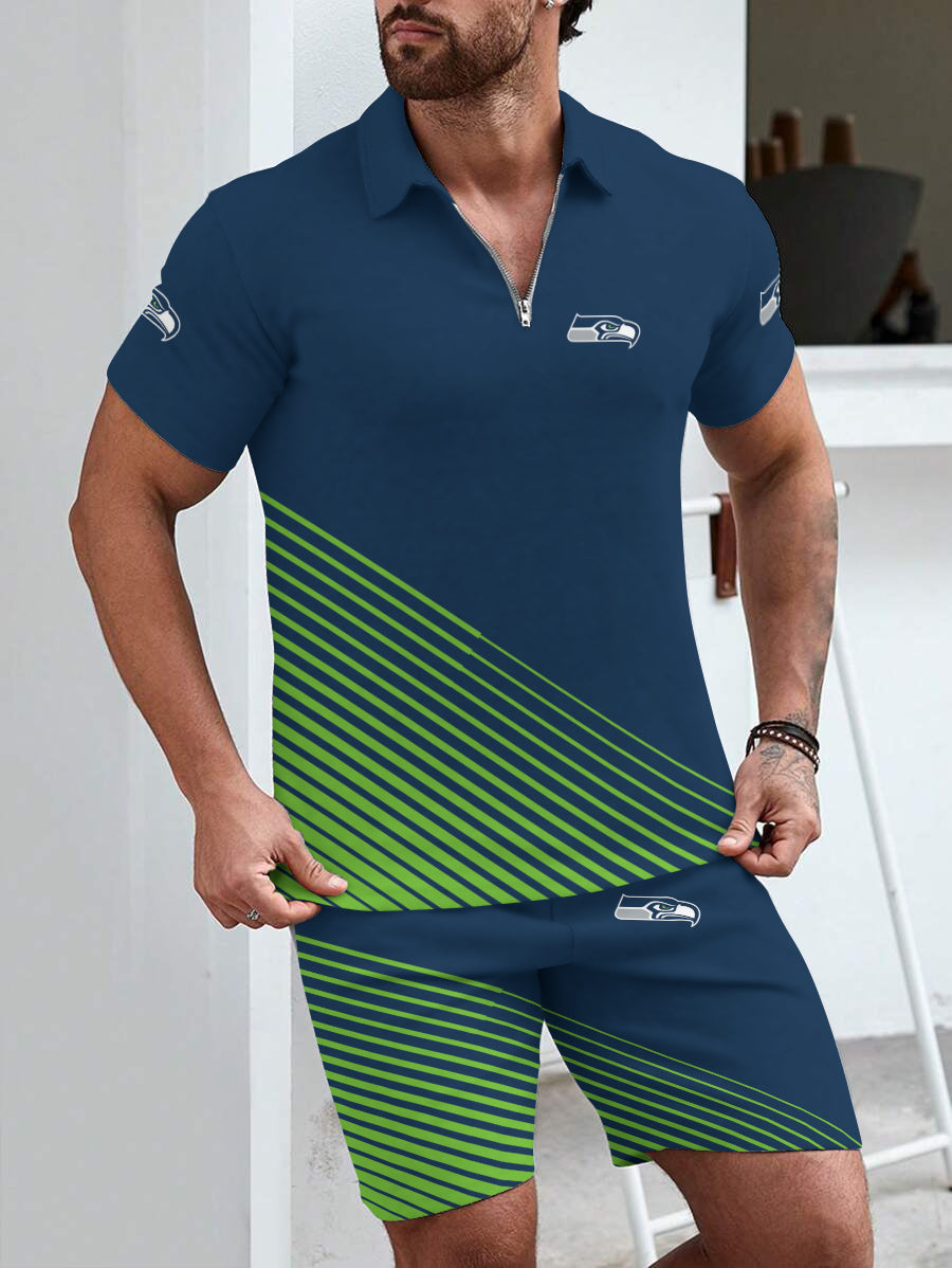 Seattle Seahawks Limited Edition ZIP Polo Shirt And Shorts Two-Piece Suits